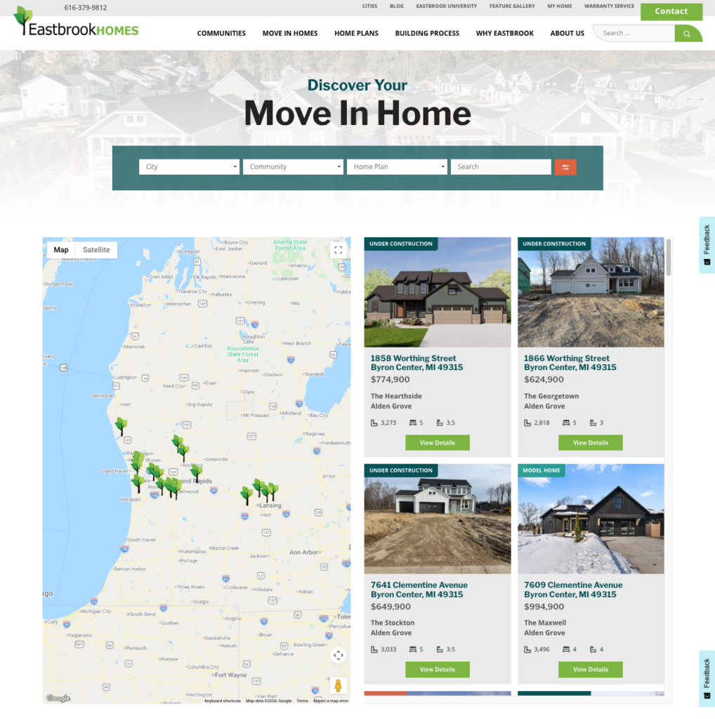 Eastbrook Homes Move-In Homes | GreenCup Digital | Website Services, SEO, Social Media Eastbrook Homes Move-In Homes